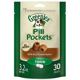 Greenies Pill Pockets, 30 Pockets Per Pack, Peanut Butter Flavor, for Dogs