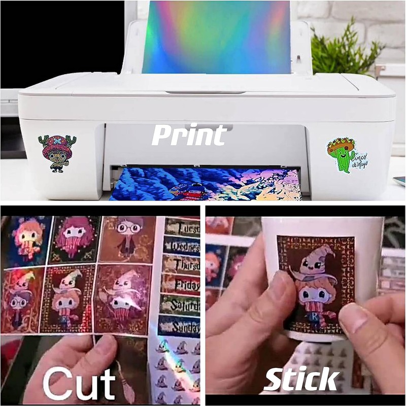 Bleidruck 24 Sheets Printable Holographic Sticker Paper 8.5x 11 inch