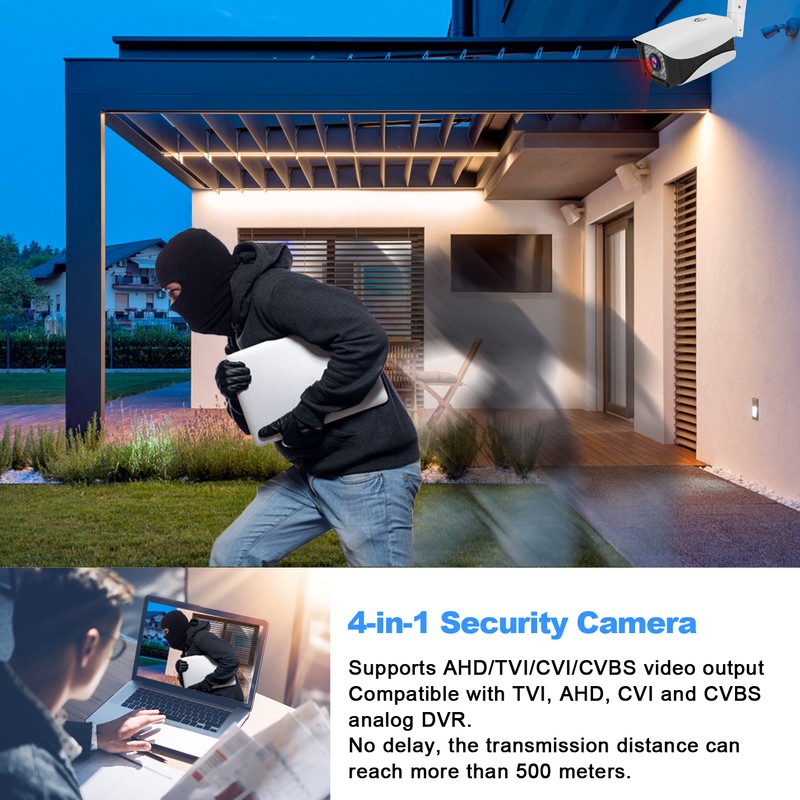 Indoor Outdoor Security Camera HD 1080P 2MP IP66 Waterproof Infrared