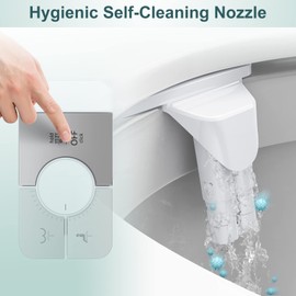 SHIKITEK Bidet Attachment for Toilet, Ultra-Slim, Self Cleaning, Dual Nozzle, Feminine & Posterior Wash, Fresh Cold Water Sprayer, for Existing Toilets Seat, Baday Beday Badette Bedette, Silver