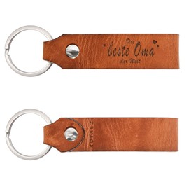 ROYALZ Leather Keyring for the Favourite Grandparents Best Grandma and Grandpa in the World Engraving, 19678 Honey Braun / Beste Oma der Welt 2