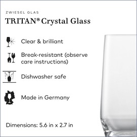 ZWIESEL GLAS Pure Tumbler (Set of 6), Drinking Glasses for Several Beverages, Dishwasher-Safe Machine-Made Tritan Crystal Glasses, Made in Germany (12 Ounce)