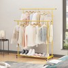 Calmootey Double Rod Clothing Garment Rack,Rolling Hanging Clothes Rack,Portable Clothes