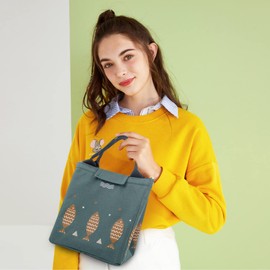 FANDARE Lunchtasche Kühltasche Picknick-Handtasche Isolierte Lunch Bag Thermotasche Cooler Bag Eistasche Mittagessen Tasche Isoliertasche Wasserdicht für Herren Damen Arbeit Schule Ausflug Grün
