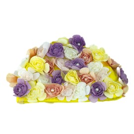 Medifier Flower Petal Flower Print Swimming Hat Multicolor Elastic Non Slip Bathing Cap for Women Girls Color 3