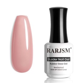 RARJSM Rubber Base Gel for Nails Nude Pink Natural Sheer Jelly Color Extend Rubber Base Coat Gel Nail Polish Gel Builder in a Bottle 15ml Soak Off Curing Requires Salon Home DIY Use French Manicure
