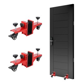 GarveeTech 2 Piece Door Installation Kit for 0 to 1.89 in Thick, 750 LBS Heavy Duty Door Installation Tools with Wheels for Commercial & Residential Use, One-Person Operation, Red