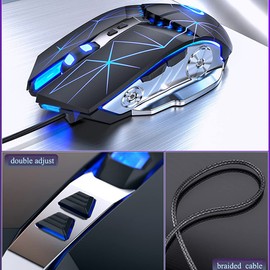 Tioamy Gaming Mouse Wired USB External Mice RGB Multi Colour Silent RGB Mechanical Game Mouse with Light 3200 dpi 7 Buttons for Computer Desktop Laptop PC MAC