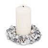 Abbott Collection Beaded Pillar Candle Ring, Silver (6.5" D)