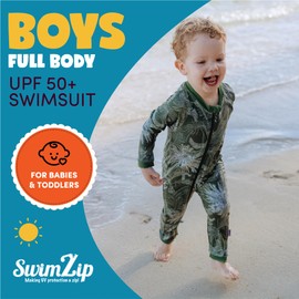 SwimZip Boys' Long-Sleeve UPF 50+ Swimsuit for Baby, Toddler, & Little Boys