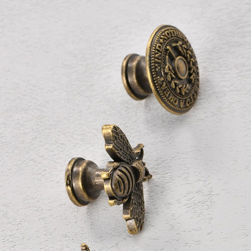 Angoily 10pcs Retro Cabinet Knobs Decorative Bee Drawer Pulls Wardrobe