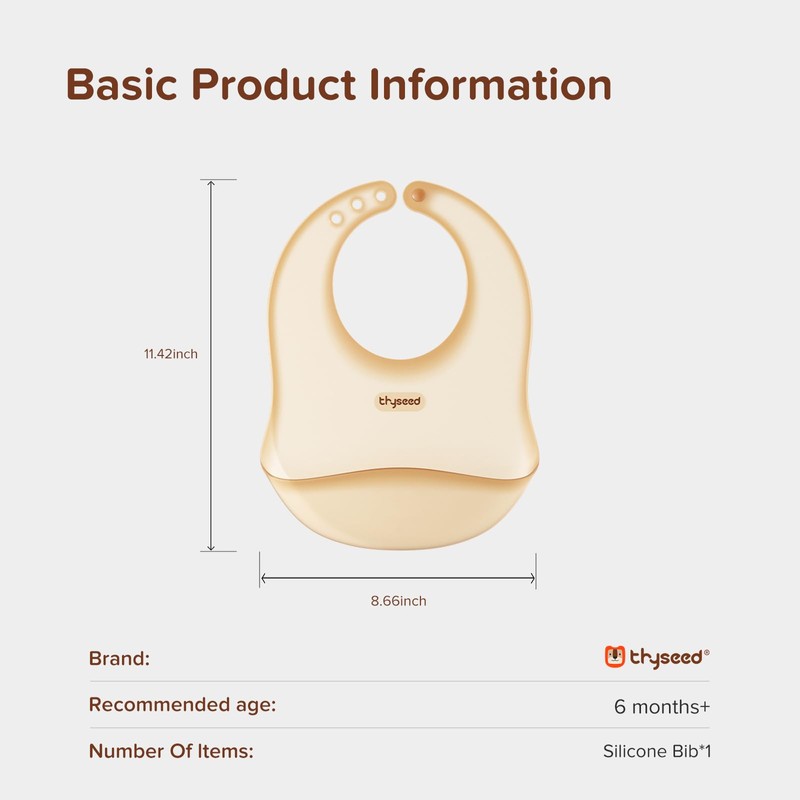 thyseed Ultra Thin & Light Waterproof Silicone Bibs for Babies