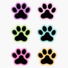 Paw Prints With Color Outline - Pink, Purple, Blue, Green