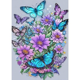 Baipisan Cross Stitch Kits for Adults - Butterfly Stamped Crossstitching Kits Preprinted 11 Count Cross-Stitch Kit for Beginner, 11CT Prestamped Easy Pattern Needlepoint Kits Crafts for Decor