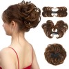 XFSRG Real Hair Extensions with Clip Messy Hair Bun for