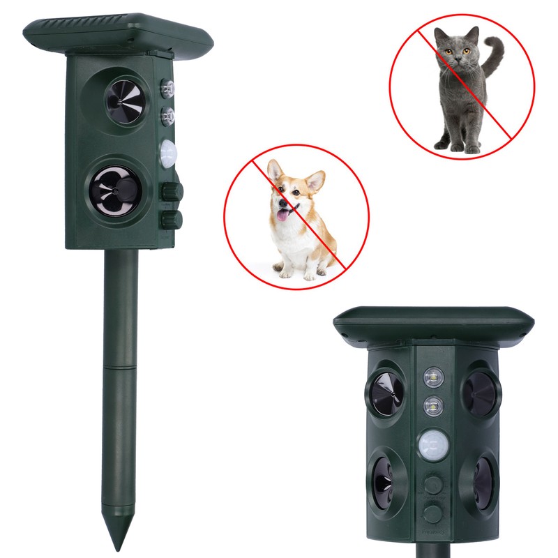 Outdoor Animal Repeller Solar Ultrasonic Power Repellent Pest Cat Dog