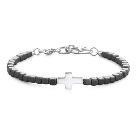 GAVU Christian Jewelry Mens Cross Bracelet Black Onyx Bracelet for Men