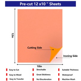 HTVVETUR - Vinilo 3D de transferencia de calor de 14 piezas de hojas HTV de 12 x 10 pulgadas, vinilo de transferencia de calor para planchar para playera de prensa de calor, compatible con Cricut o