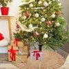 Christmas Tree Skirt Linen Burlap Tree Skirt with Ruffled Border