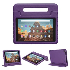 Merocab Kids Case for Fire HD 10 2019/2017/2015 Releases, HD 10 5th/7th/9th Gen Cover Shockproof Kid-Proof Flexible Durable Foam Cover with Handle Stand for Fire HD 10 2015/2017/2019 Releases (Purple)