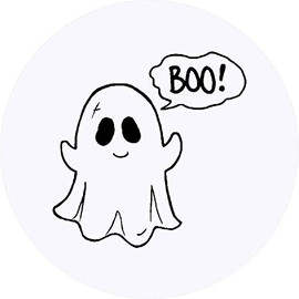 24 x 40mm Round 'Boo Ghost' Stickers (SK00001203)