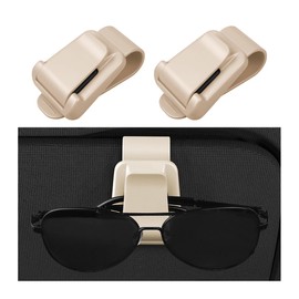 Mandark Car Sunglass Holder, 2PCS Vehicle Sun Visor Eyeglasses Holder Clip, Automotive Interior Glasses Ticket Card Organizer Mount Hanger Clip Accessories, Universal for Most Cars (Beige)