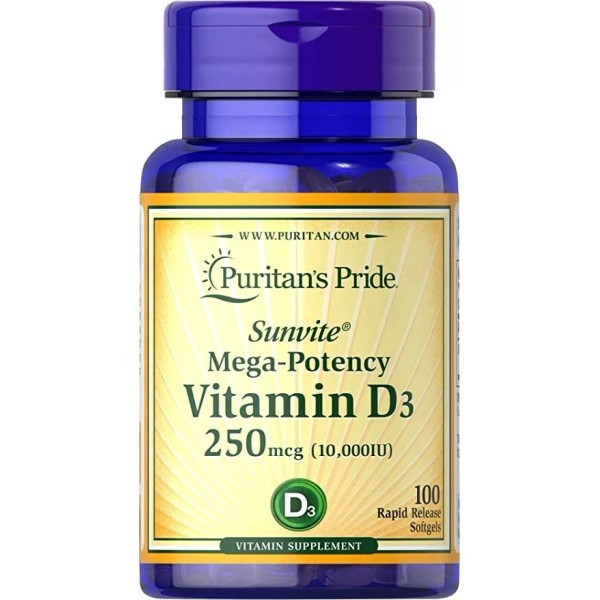 Puritan's Pride Vitamina D3 10,000 Iu Puritan's Pride Premium  100 Cápsulas