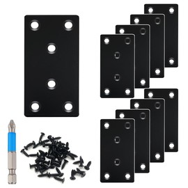 QSJ 8 Pack Black Flat Mending Plate 3.15x1.57'', Stainless Steel Bracket, Straight Metal Brace Bracket, Fixing Joining Plate for Wood Furniture Fastening & Fixing
