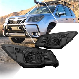 PM PERFORMOTOR Headlights Assembly Compatible with 2014 2015 2016 Subaru Forester, Pair of Headlamps with Smoked Lens Clear Corner