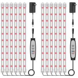 LPMZMBL 6-Bar Grow Light Strips for Indoor Plants, 16" Full Spectrum Plant Lights, 6500K Sunlike Grow Lights with 6/12/18H Timer, 5-Level Dimmable for Indoor Growing (2 Pack)