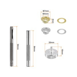 sourcing map 200pcs Grommet Eyelets Tool Kit 5mm Metal Grommet Kit with Installation Setter Tools for Shoes Clothes Leather Fabric Belt DIY, Gold,Silver