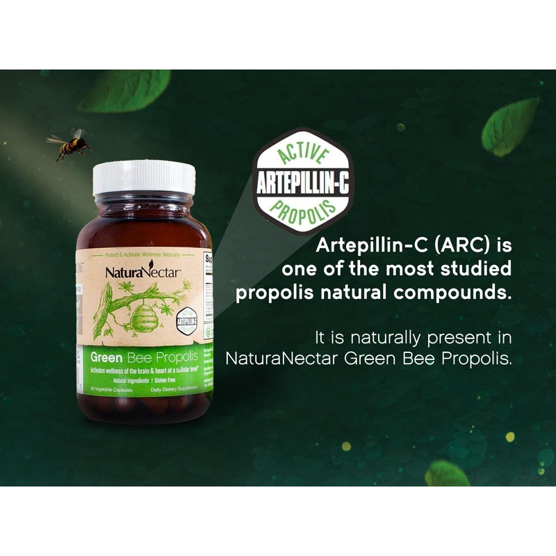 NaturaNectar - Green Bee Propolis Capsules - NSF Contents Certified