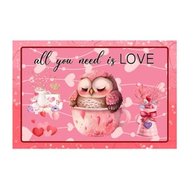 All You Need is Love Valentines Owls Wall Art Murals Positive Owls Lover Pink Heart Floral Furniture Wall Decals Vinyl Mural Decals Quotes for Classroom Bottles Refrigerator Wall Art 18in