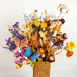 YCHTEWY - Feather Fake Butterfly for Craft Decoration Set of 12 with Clip Wedding Home Flower Pot Christmas Party Spring Home Decor Floral