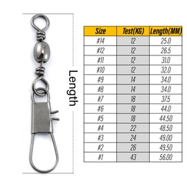 Alwonder 100 Pcs Fishing Snap Swivel Terminal Tackle Quick Change Interlock Rolling Swivels Fishing Snap to Line Lure Connectors High Strength Fishing Tackle Accessories 12kg Size 12
