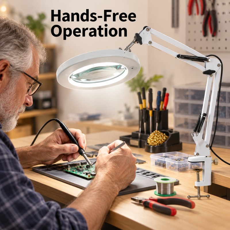 LED Illuminated Magnifying Glass Lamp – 8X/10X Adjustable Magnifier with