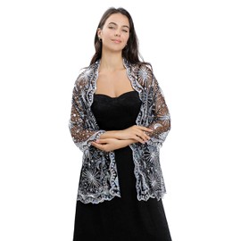 FAIRYGATE Shawl Shawls for Weddings Sparkling Soft Sheer Wrap Embroidery Shawls and Wraps Ladies Scarves for Bridal Weddings Evening Party Bridal Bridesmaids Proms Parties Formal Dresses UC0724