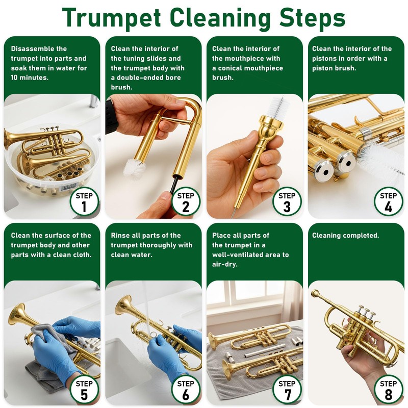 12pc Trumpet Cleaning Kit - Powerful Clean and Restores Smooth