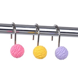 Twofish Home Colorful Round Shower Curtain Hooks Anti Rust Shower Curtain Hooks Decorative Resin Colorful Round Shower Curtain Rings Set of 12