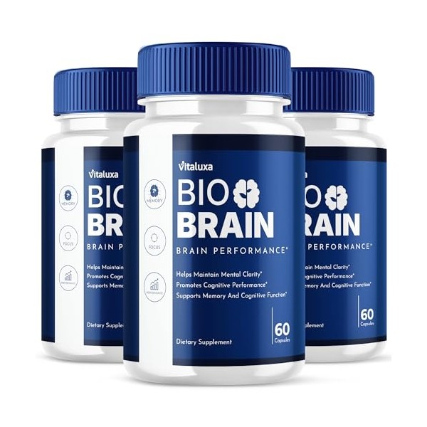 (3 Pack) Bio Brain Capsules, BioBrain Performance Memory Supplement for
