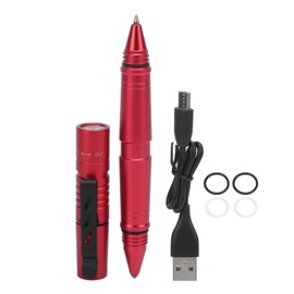 WUBEN 3 in 1 Multitool Pen Emergency Glass Breaker Rechargeable LED Flashlight Ballpoint Pen for SelfDefense(Red )