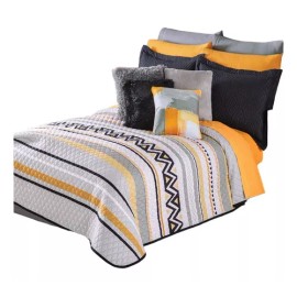 Colchas Concord Edredón Neo Azpen Amarillo Gris King Size Colchas Concord Color Multicolor