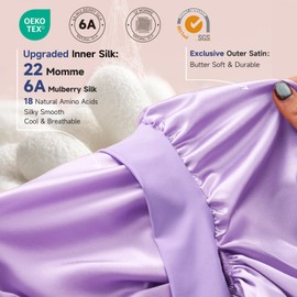 Umisleep 22 Momme Mulberry Silk Bonnet for Sleeping Women, Untangled Hair Care Bonnet, Extra Long for Curls & Braids - Lays Flat for Styling, Double Layer Hair Wrap with Soft Adjustable Tie, Lavender