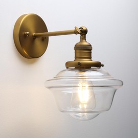 Pathson Vintage Hardwired Wall Sconce, Glass Bathroom Sconces for Mirror, Vanity Bathroom Light Fixture, Wall Painting Lamp for Living Room Bedroom Schoolhouse