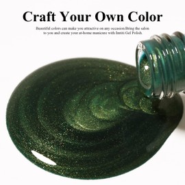 Imtiti Pearl Gel Nail Polish,0.5 Fl Oz Metallic Green Glitter Drawing Gel Polish Shell Thread Shimmer Mermaid Soak Off UV LED for Home DIY Nail Art Manicure Salon