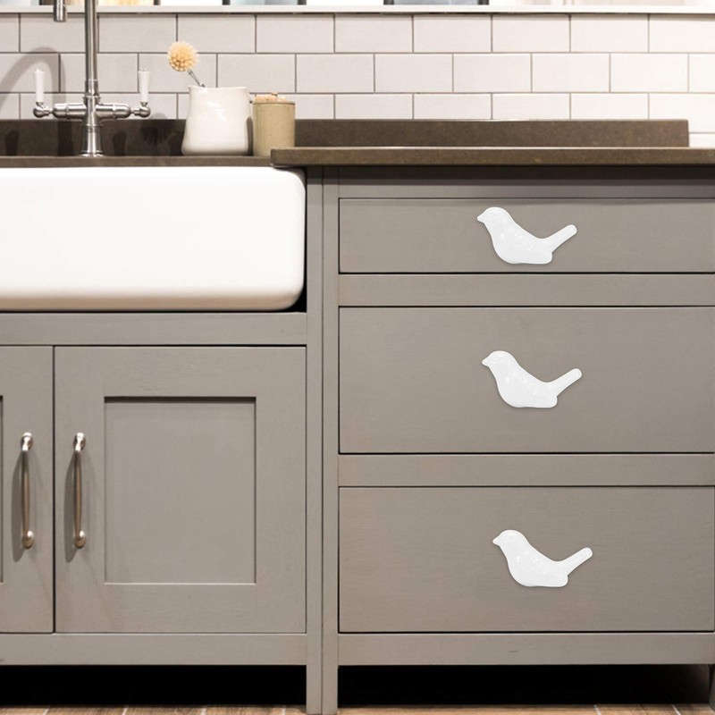 Tissting 4 Pack Bird Shape Ceramic Knobs, Elegant Bird Shape