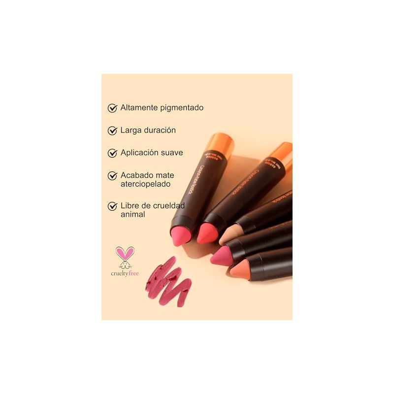 Erinde Lápiz de Labios Mate para Mujer, Lápiz Labial de