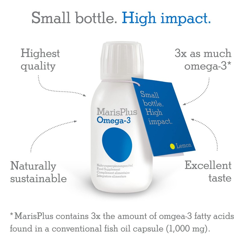 Maris Plus Omega-3 – Liquid Fish Oil, Lemon Flavour 150ml