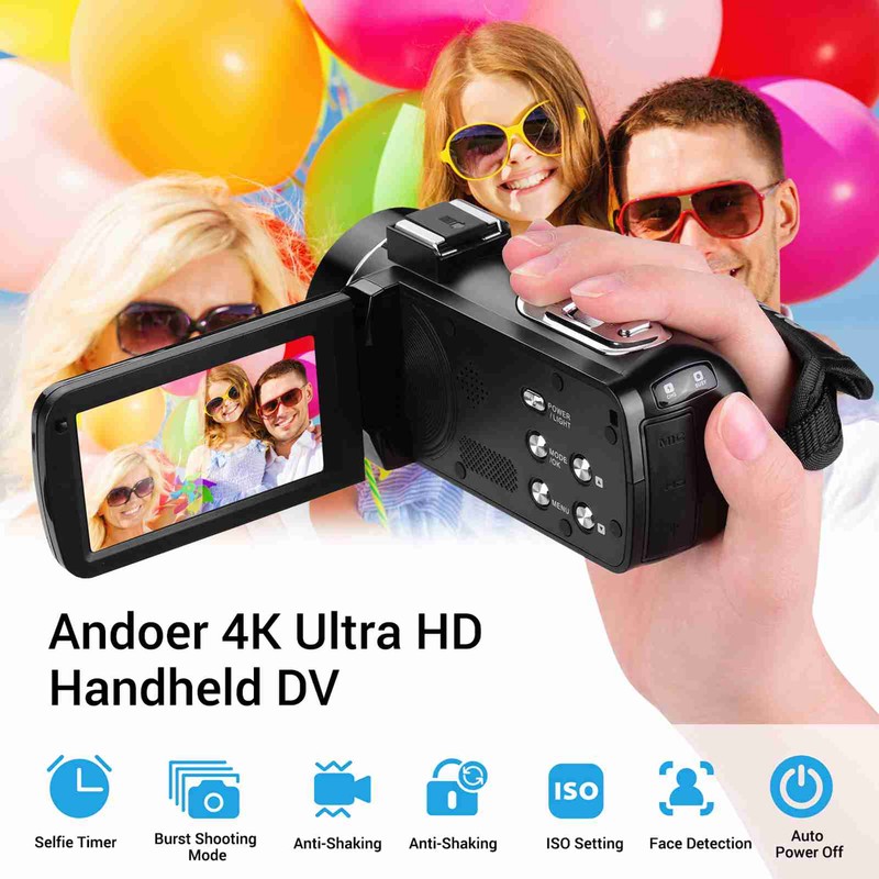 4K Handheld DV Camera 3.0 Inch IPS Touch Screen Anti