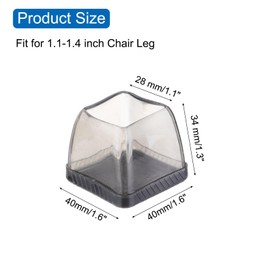 sourcing map 24pcs Chair Leg Floor Protectors Non-Slip Square Chair Leg Pads Caps Covers with Felt Bottom for Hardwood Floors Reduce Noise Scratches, Black (Fit for 1.1-1.4 Inch Legs)